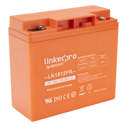 Batería de respaldo 12 V | 18 Ah | AGM | Certificada UL94-V0 Retardante a la Flama | Especial para Seguridad Electrónica | UPS | Sistemas de