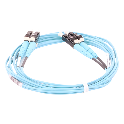 Jumper de Fibra Optica Multimodo 50/125 OM3, LC-LC Duplex, OFNR (Riser), Color Aqua, 2 Metros (6.56 Pies)