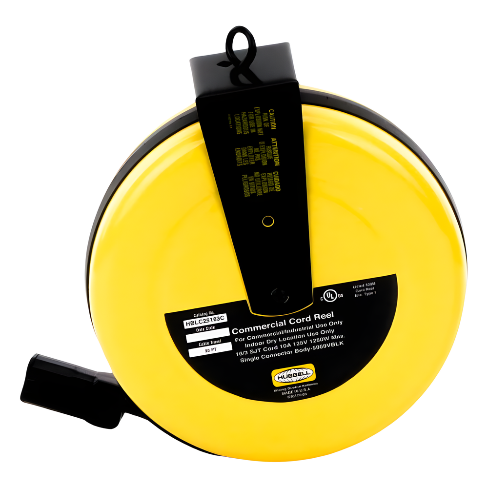 Carrete de Cable comercial (16/3 rudo), para 125 V CA, 10 A, 7.6 m de longitud con conector HBL5969VBLK