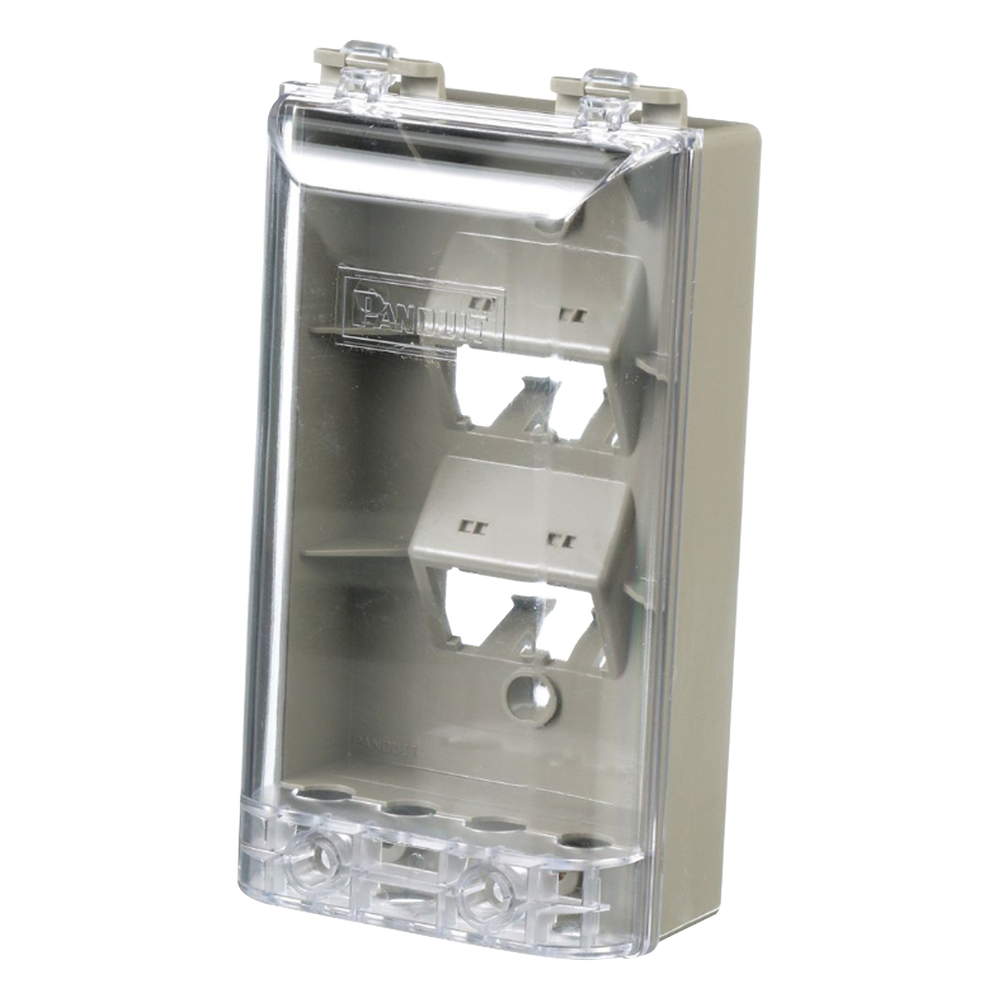 Placa de Pared Vertical, Resistente al Agua con Protección IP56, Acepta 4 Módulos Mini-Com, Color Gris
