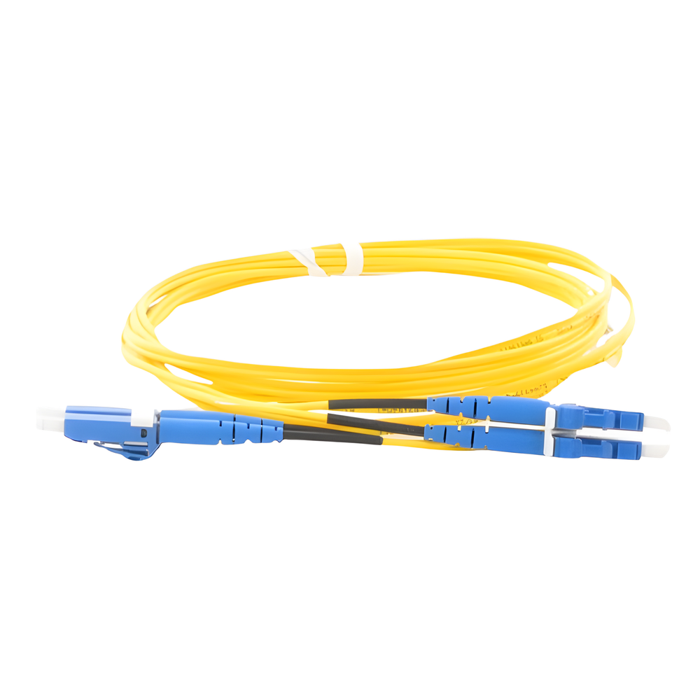 Jumper de Fibra Optica Monomodo 9/125 OS2, LC-LC Duplex, OFNR (Riser), Color Amarillo, 2 Metros (6.56 Pies)