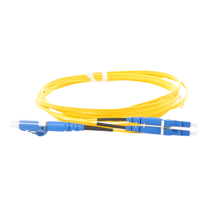 Jumper de Fibra Optica Monomodo 9/125 OS2, LC-LC Duplex, OFNR (Riser), Color Amarillo, 2 Metros (6.56 Pies)