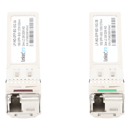 Transceptores Ópticos Industriales Bidireccionales SFP+ (Mini-Gbic) / Monomodo 1270 & 1330 nm / 10 Gbps / 10GBASE / Conector LC/UPC Simplex / DDM