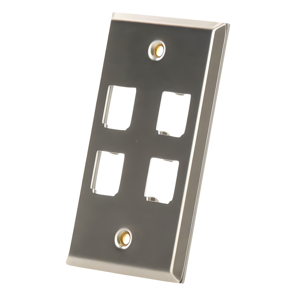 Placa de Pared Vertical, de Acero Inoxidable, Salida Para 4 Puertos Mini-Com