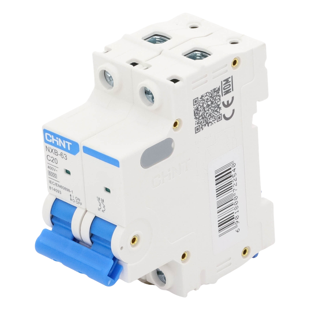 Pastilla para Riel Din, 2 Polos, 20 Amp, Vca:110/415v, 6kA, Catálogo: NXB632PC20.