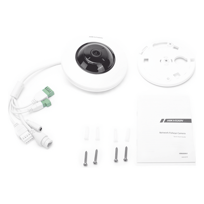 Mini Fisheye IP 5 Megapixel / Panorámica 180° - 360° / Microfono Integrado / 8 mts IR / Uso en Interior / PoE / Múltiples Vistas por iVMS-4200
