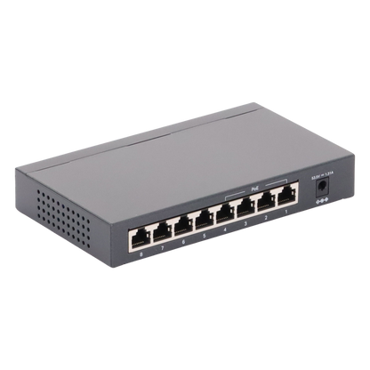 Switch Gigabit PoE+ no administrable de 8 puertos 10/100/1000 Mbps, solo 4 puertos PoE, para escritorio