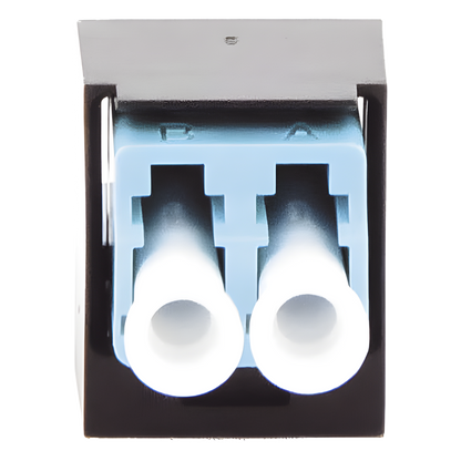Módulo Acoplador LC Duplex, para Fibra Óptica Multimodo OM3/OM4, Tipo Mini-Com, Color Aqua