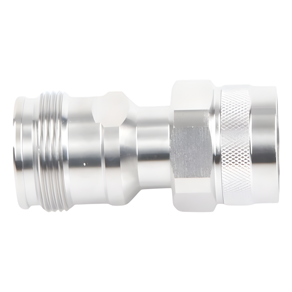 Adaptador en Línea de Conector 4.3-10 Hembra a N Macho, Bronce Blanco/ Plata/ Teflón