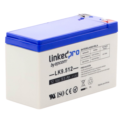 Batería de respaldo 12 V | 9.5 Ah | AGM | Especial para Seguridad Electrónica | UPS | Sistemas de Emergencia | Vida útil 5 años | Terminales F1 +
