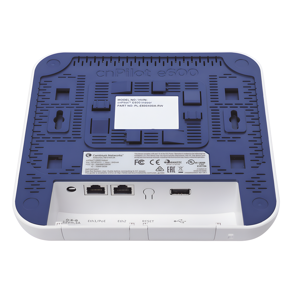 2.13 Gbps / Access Point cnPilote e600 Indoor / Alta cobertura y estable en ambiente saturados usuarios / Doble banda/ MU-MIMO 4X4 / Antena