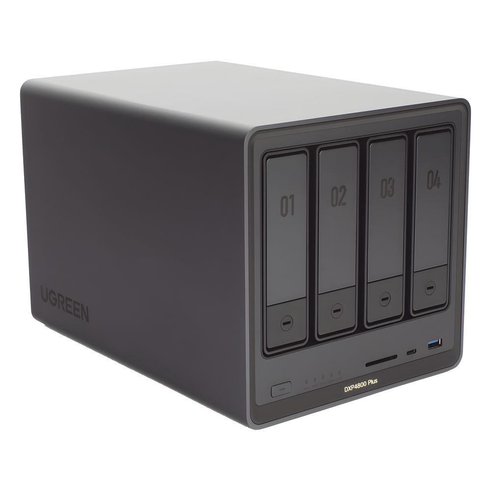 NAS UGREEN NASync DXP4800 Plus / Procesador Intel Pentium Gold 8505 5 Núcleos / 4 Bahías SATA + 2 M.2 NVMe PCIe 4.0 / 8GB DDR5 Expandible a 64GB