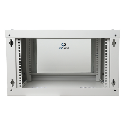 Gabinete de Pared de 6U con Puerta de Cristal Templado, 455 mm de Profundidad Total, Rack de 19'', Acero Reforzado Color Blanco