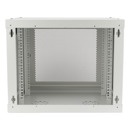 Gabinete de Pared de 9U con Puerta Perforada 455 mm de Profundidad, Rack de 19'', Acero Reforzado Color Blanco