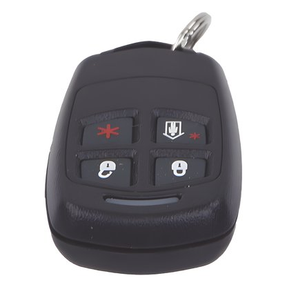 Control remoto inalámbrico tipo llavero de 4 botones con funciones programables para sistemas de alarma
