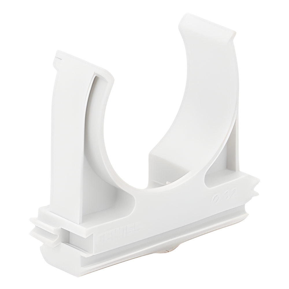Soporte de presión (Abrazadera), PVC Auto-extinguible, abierto para tubería de 32 mm