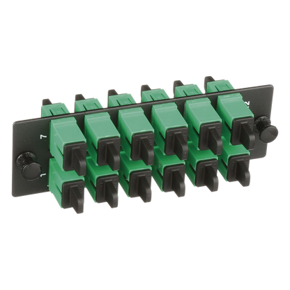 Placa Acopladora de Fibra Optica FAP, Con 12 Conectores SC/APC (12 Fibras), Para Fibra Monomodo OS1/OS2, Color Verde