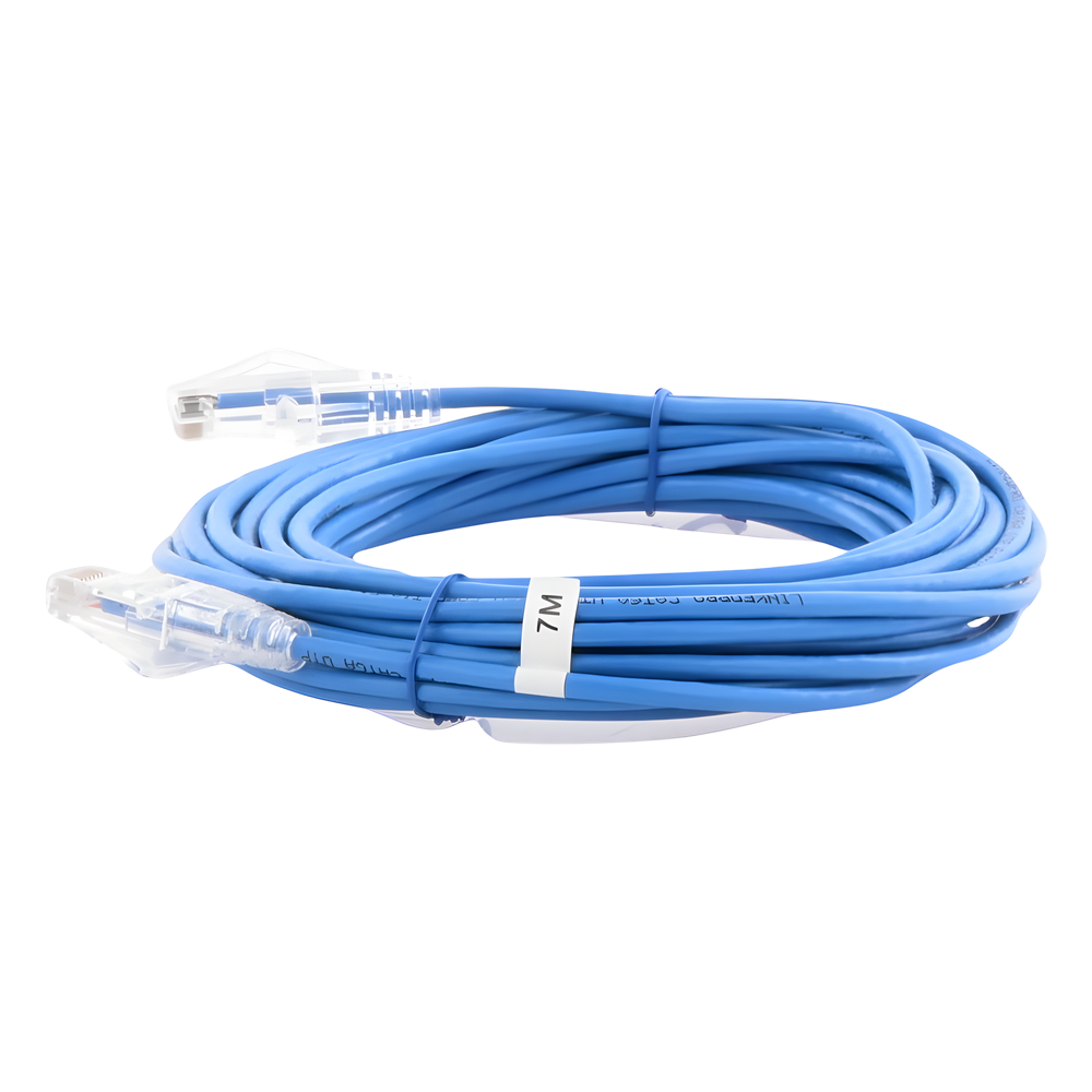 Cable de Parcheo Slim UTP Cat6A - 7 Metros (22.97 Pies) Azul, Diámetro Reducido (28 AWG)
