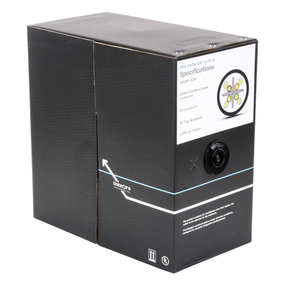 Bobina de Cable 305 Metros (1000 Pies) Cat6, 24 AWG, Climas Extremos, Color Negro, Sin Blindar, para Intemperie