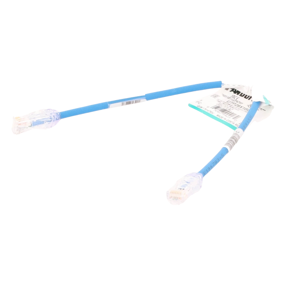 Cable de Parcheo UTP Cat6A, CM/LSZH, Diámetro Reducido (28AWG), Color Azul, 0.3 Metros (1 Pie)
