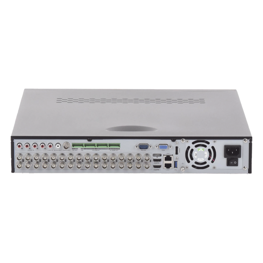 DVR 32 Canales TurboHD + 16 Canales IP / 3K Lite / 5 Megapixel Lite / 4 Bahías de Disco Duro / Audio por Coaxitron / AcuSense / POS / Videoanalisis