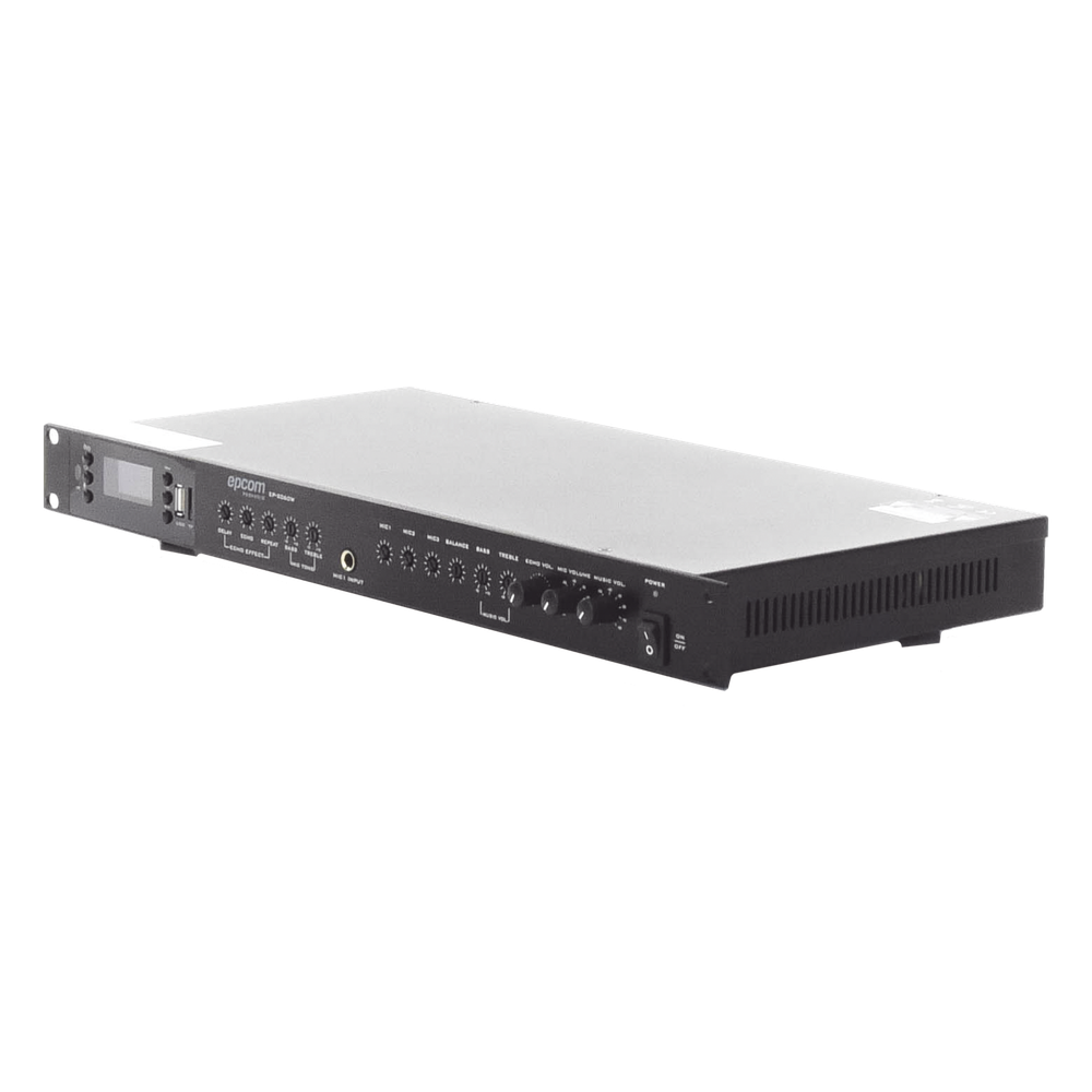 Amplificador de Audio | 2 x 60W | Baja Impedancia 4 - 8&Omega; | Reproductor Bluetooth, USB, SD | Efectos Integrados Delay, Echo, Repeat