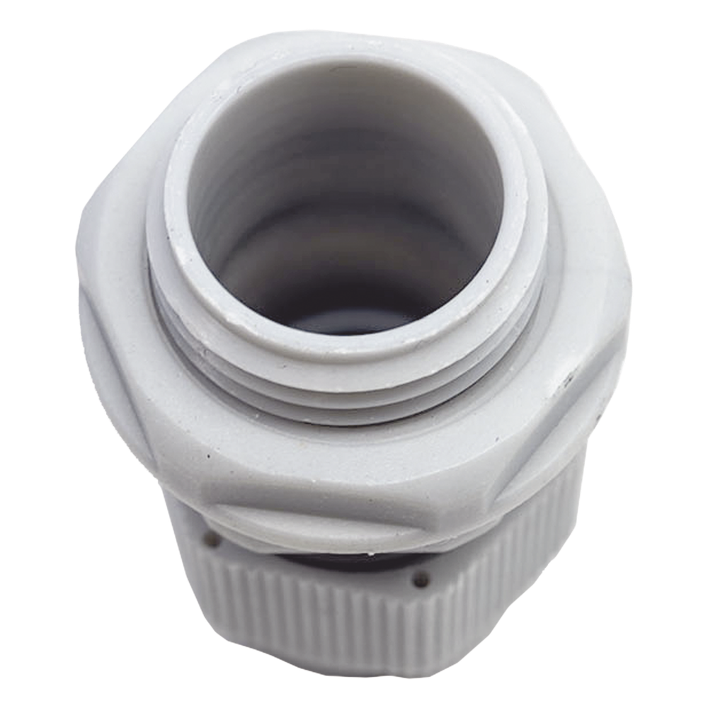 Conector Plástico Blanco Tipo Glándula para Rosca NPT 1/2"
