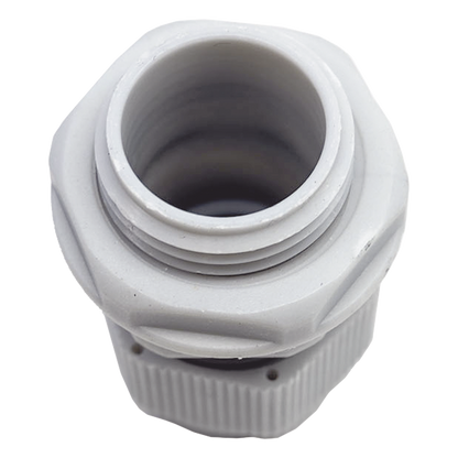 Conector Plástico Blanco Tipo Glándula para Rosca NPT 1/2"