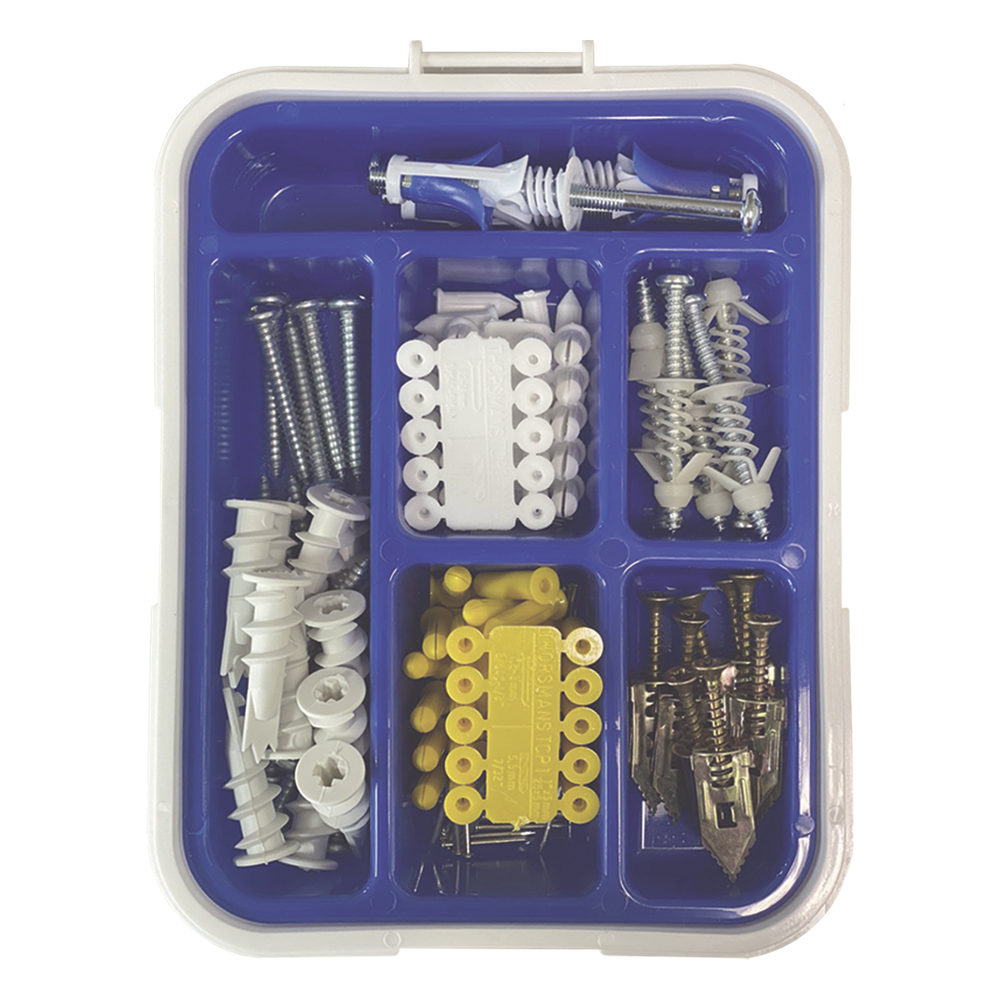 Kit para Sistemas de Fijación en Yeso, Muros Falsos, Tabique hueco, Uso en interiores (91 piezas)