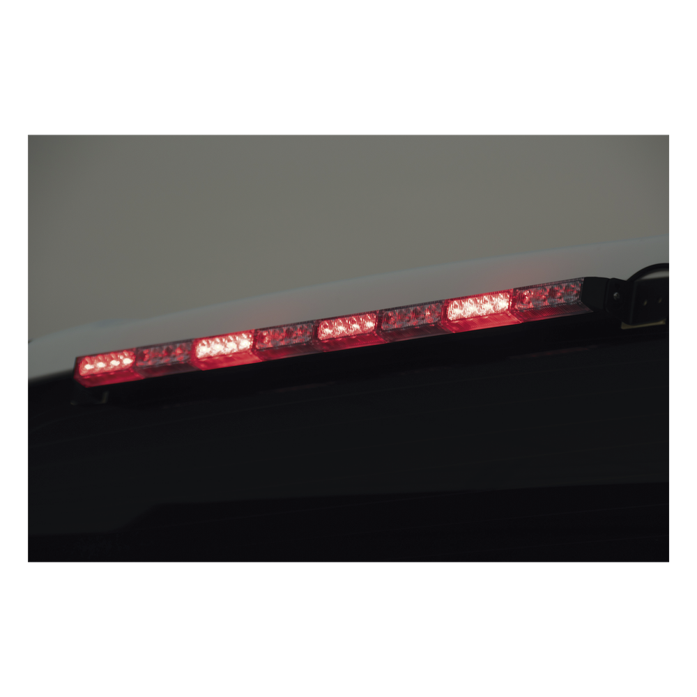 Barra de Luz de Advertencia Rojo-Azul / 8 Módulos con 4 LED Gen III / 4 Patrones de Destello / Carcasa de Aluminio / 75 cm (29.5 in) / 10-16 Vcc