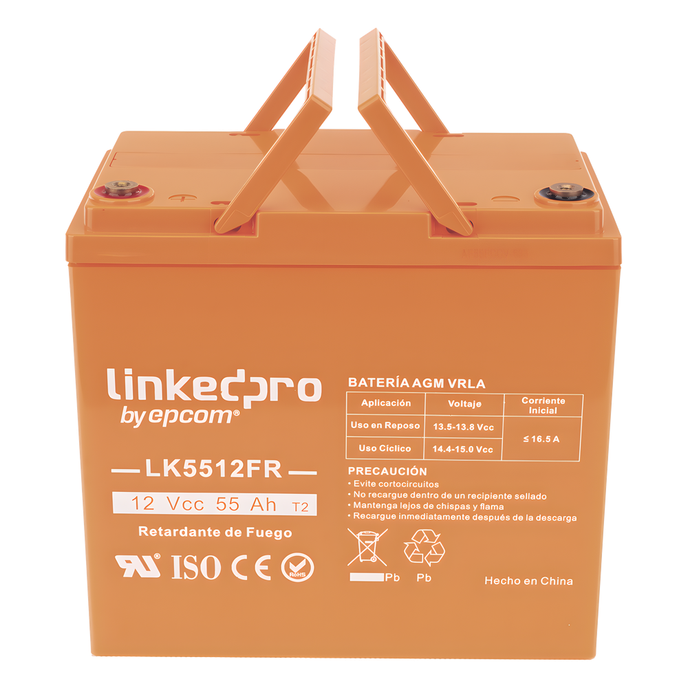 Batería de respaldo 12 V | 55 Ah | AGM | Certificada UL94-V0 Retardante a la Flama | Especial para Seguridad Electrónica | UPS | Sistemas de