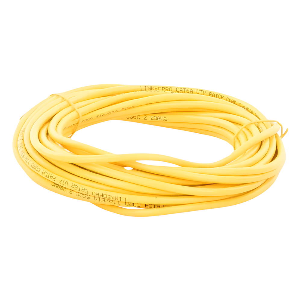 Cable de Parcheo Slim UTP Cat6A - 7 Metros (22.97 Pies) Amarillo, Diámetro Reducido (28 AWG)