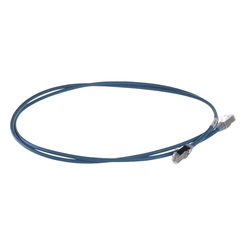 Patch Cord Cat6A, Diametro Reducido 28 AWG, Blindado S/FTP, CM/LS0H, 0.20 Metros (0.66 Pies), Color Azul
