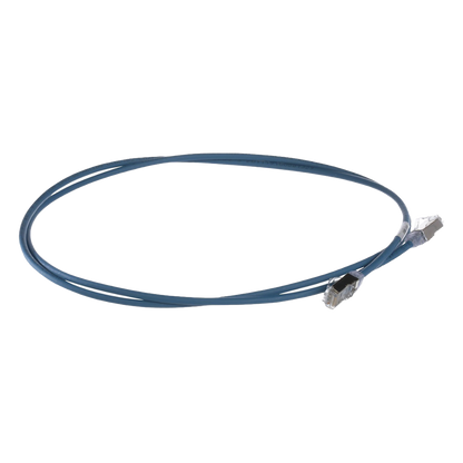 Patch Cord Cat6A, Diametro Reducido 28 AWG, Blindado S/FTP, CM/LS0H, 0.20 Metros (0.66 Pies), Color Azul