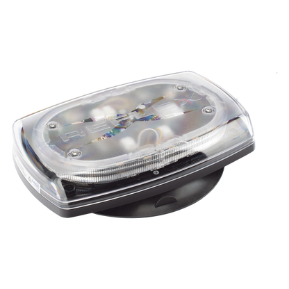 Mini torreta de 48 LED 10 Pulgadas, Ambar/Claro, Lente Transparente, Montaje Con Iman Y Conexion Para Encendedor De Vehiculo