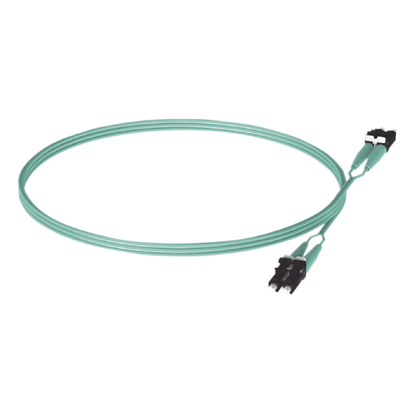 Jumper de Fibra Optica Multimodo 50/125 OM3, LC-LC Duplex, OFNR (Riser), Color Aqua, 5 Metros (16.40 Pies)