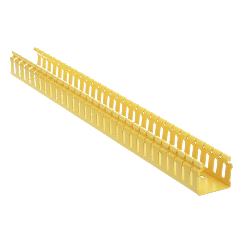Canaleta Ranurada de PVC sin Tapa, Tipo H (Tapa Abisagrada), 2 in de Ancho, 2 in de Alto y 1828.8 mm de Largo, Color Amarillo