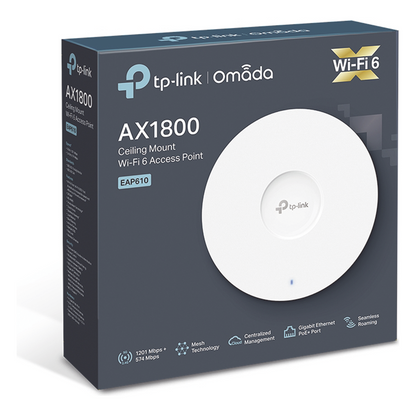 Punto de Acceso Omada / Wi-Fi 6 AX1800 MU-MIMO 2x2 / Mesh Omada / Alta Densidad de Usuarios / Configuración por Controlador o Stand-Alone / Para