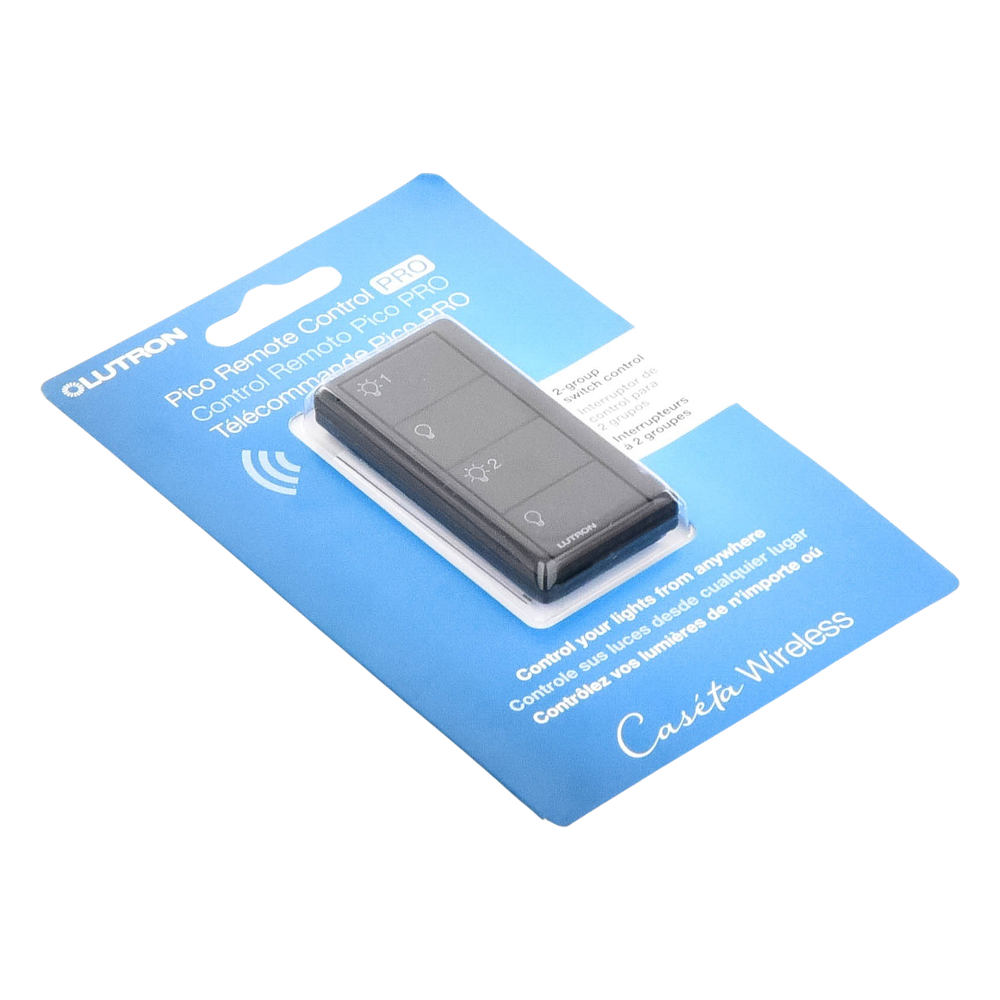 Control Pico inalámbrico de 4 botones color negro para encender y apagar 2 grupos de luces, compatible con Caseta Wireless, RA2 Select, RadioRA 2 y