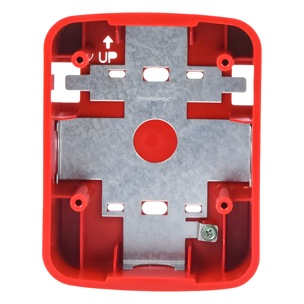 Caja de Montaje en Pared para Bocina y Bocina con Lampara Estroboscopica y para montaje en Techo de Bocinas, Color Rojo