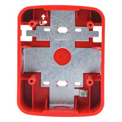 Caja de Montaje en Pared para Bocina y Bocina con Lampara Estroboscopica y para montaje en Techo de Bocinas, Color Rojo