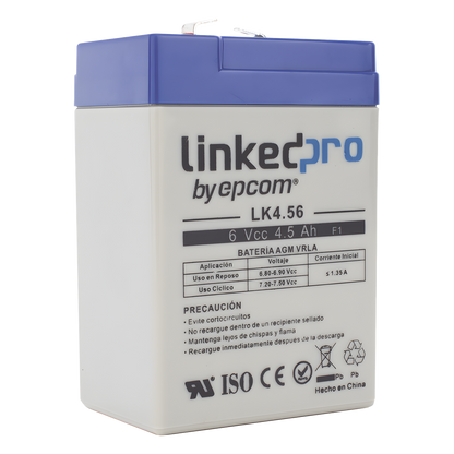 Batería de respaldo 6 V | 4.5 Ah | AGM | Especial para Seguridad Electrónica | UPS | Sistemas de Emergencia | Vida útil 5 años | Terminales F1