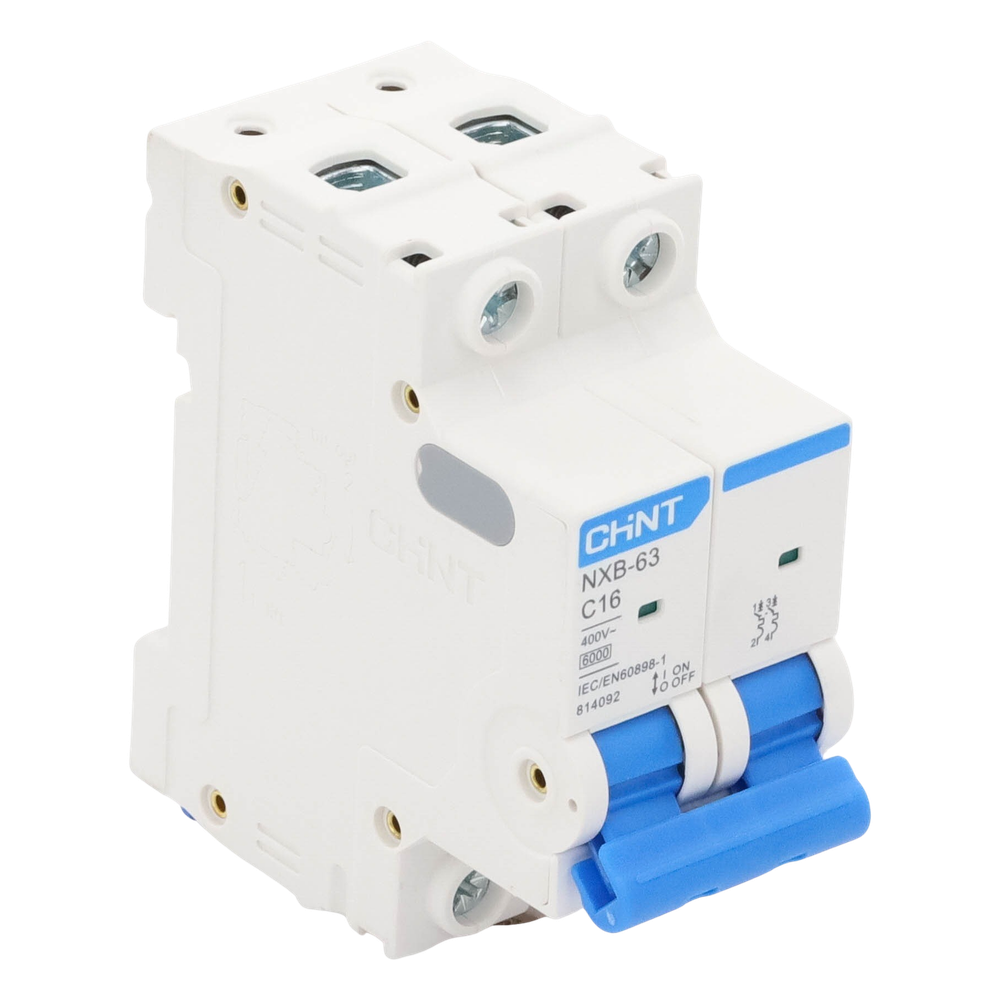 Pastilla para Riel Din, 2 Polos, 16 Amp, Vca:110/415v, 6kA, Catálogo: NXB632PC16.