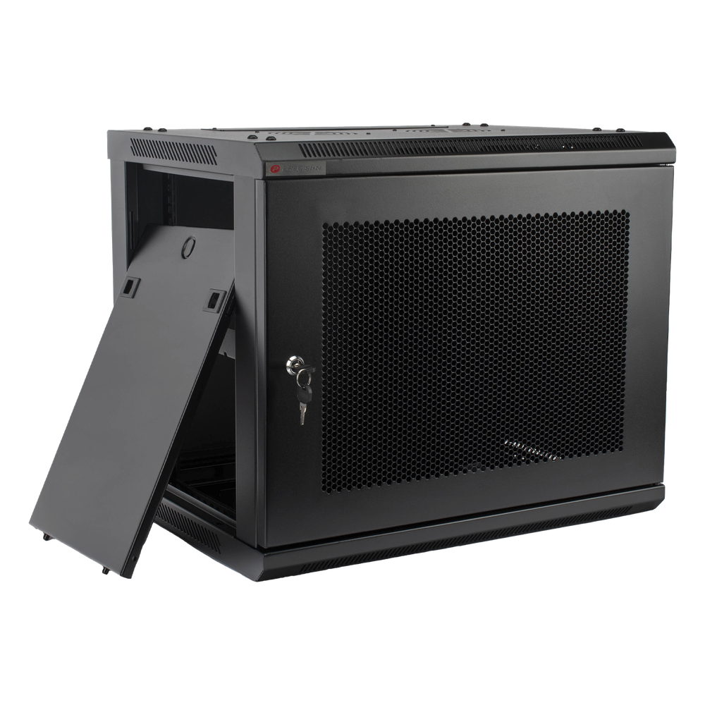 Gabinete PRECISION, Con Puerta Perforada, de 19in, 9UR, 450mm de Profundidad, Color Negro