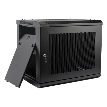 Gabinete PRECISION, Con Puerta Perforada, de 19in, 9UR, 450mm de Profundidad, Color Negro
