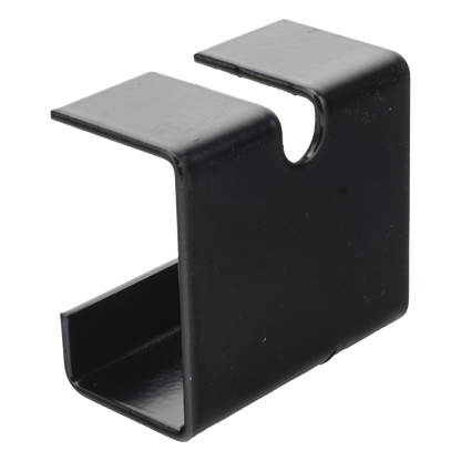 Grapa de Suspensión para Escalera Tubular de 1.5" de Peralte y 12" de Ancho, Acabado con Pintura Epóxica Color Negro, Ideal para la Suspensión Segura