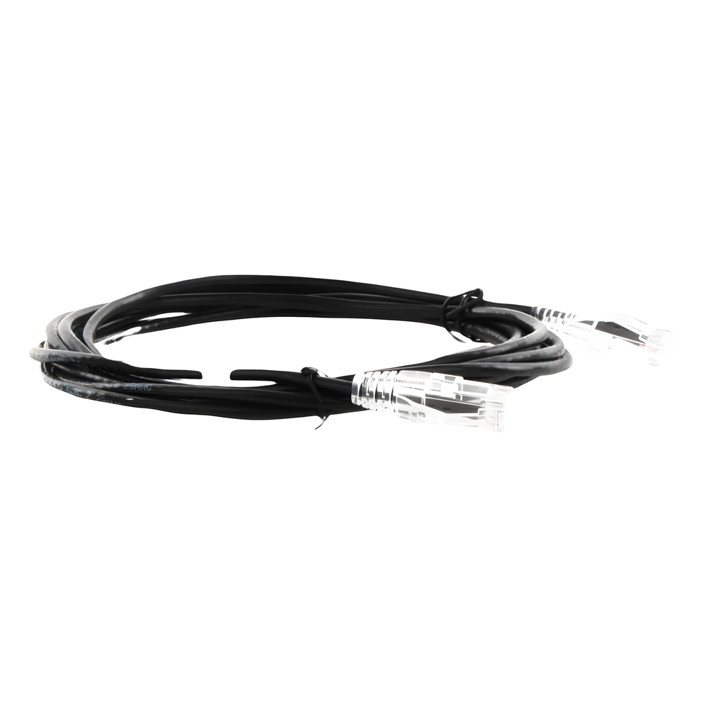 Cable de Parcheo Slim UTP Cat6A - 3 Metros (9.84 Pies) Negro, Diámetro Reducido (28 AWG)