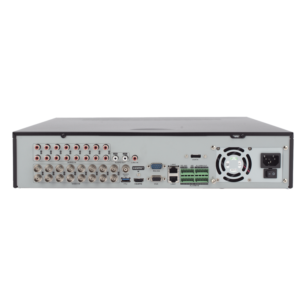DVR 16 Canales TurboHD + 8 Canales IP / 3K / 5 Megapixel / 8 Bahías de Disco Duro / 16 Entradas de Audio Fisicas (Microfono por Separado) / Audio por