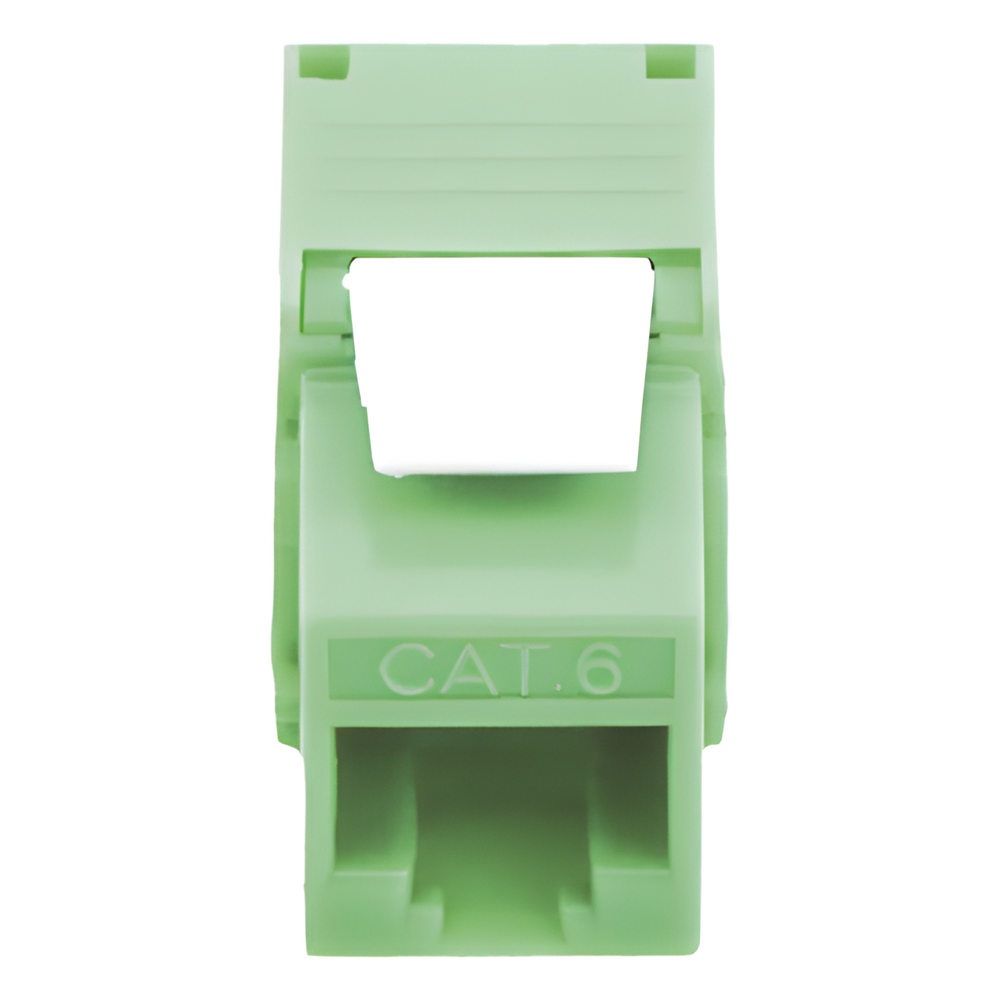Módulo Jack Keystone Cat6A (Toolless), con Terminación en Ángulo 180 - Color Verde, Compatible con Faceplate y Patchpanel Linkedpro