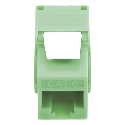 Módulo Jack Keystone Cat6A (Toolless), con Terminación en Ángulo 180 - Color Verde, Compatible con Faceplate y Patchpanel Linkedpro